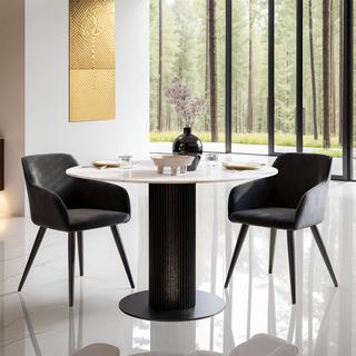 Tectake Stuhl Marilyn Samtoptik-schwarze Stuhlbeine  