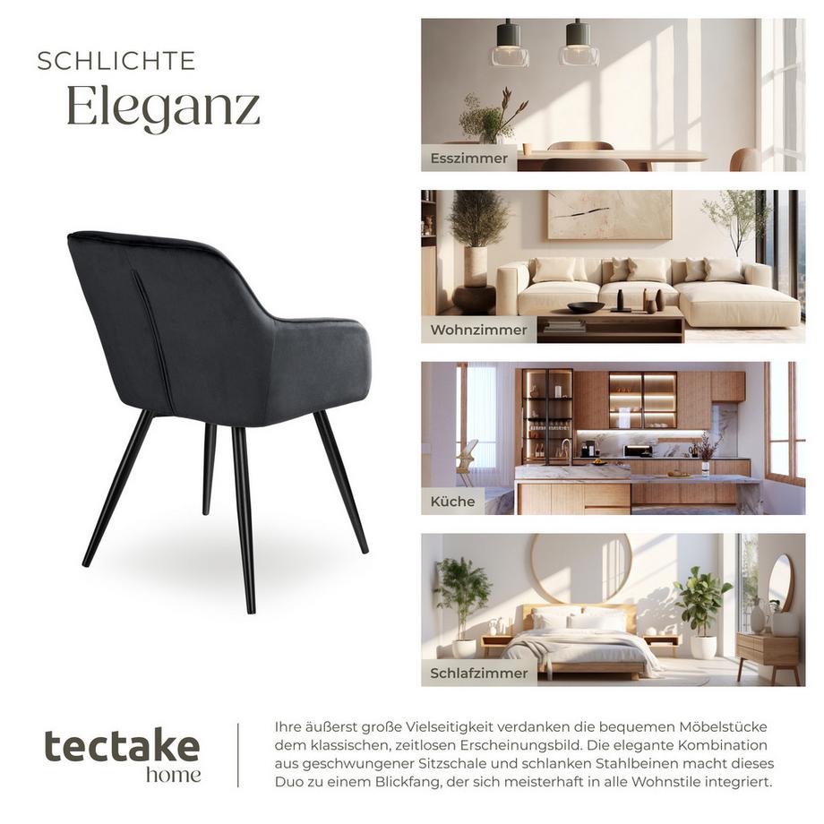 Tectake Chaise style scandinave MARILYN rembourrée aspect velours  
