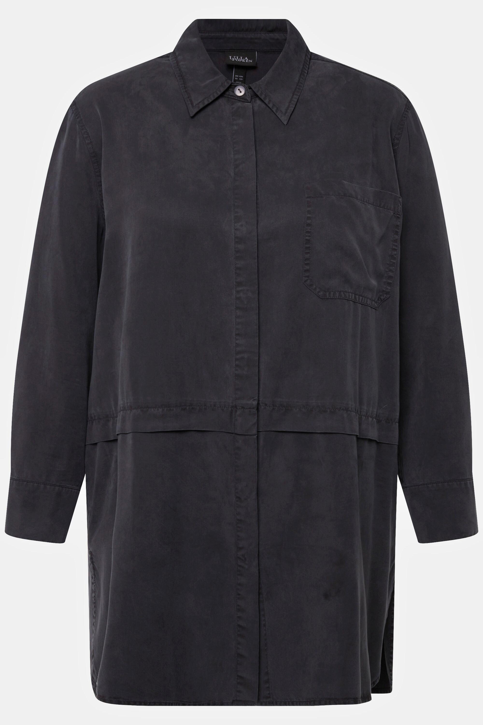 Ulla Popken Camicia in Lyocell a Maniche Lunghe con Cucitura Trasversale  