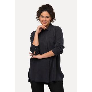 Ulla Popken Camicia in Lyocell a Maniche Lunghe con Cucitura Trasversale  