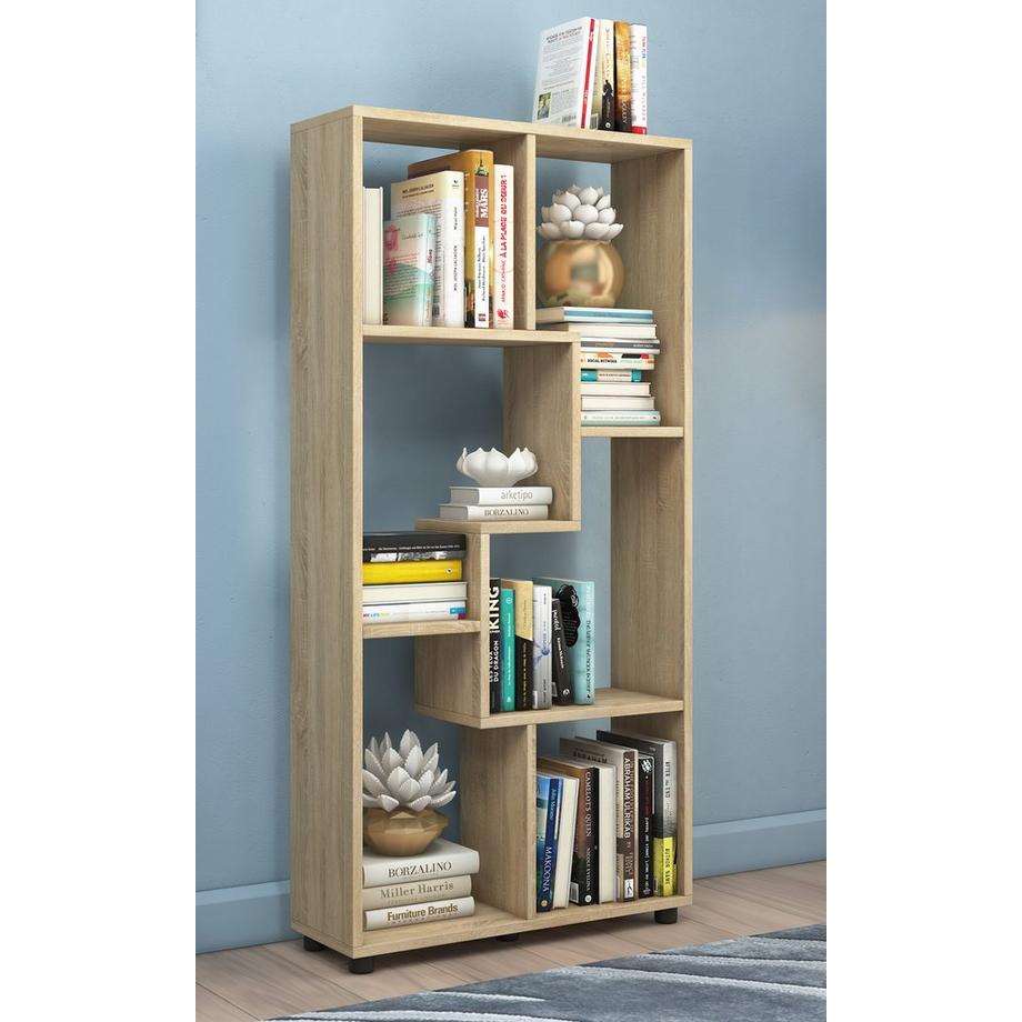 VCM Holzregal stehend | platzsparendes Regal | Maße:  H. 119 x B. 60 x T. 20 cm | Elegantes Regal stehend | Aufbewahrungsregal | Bücherregal | Raumteiler  