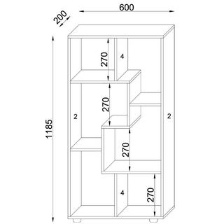 VCM Holzregal stehend | platzsparendes Regal | Maße:  H. 119 x B. 60 x T. 20 cm | Elegantes Regal stehend | Aufbewahrungsregal | Bücherregal | Raumteiler  