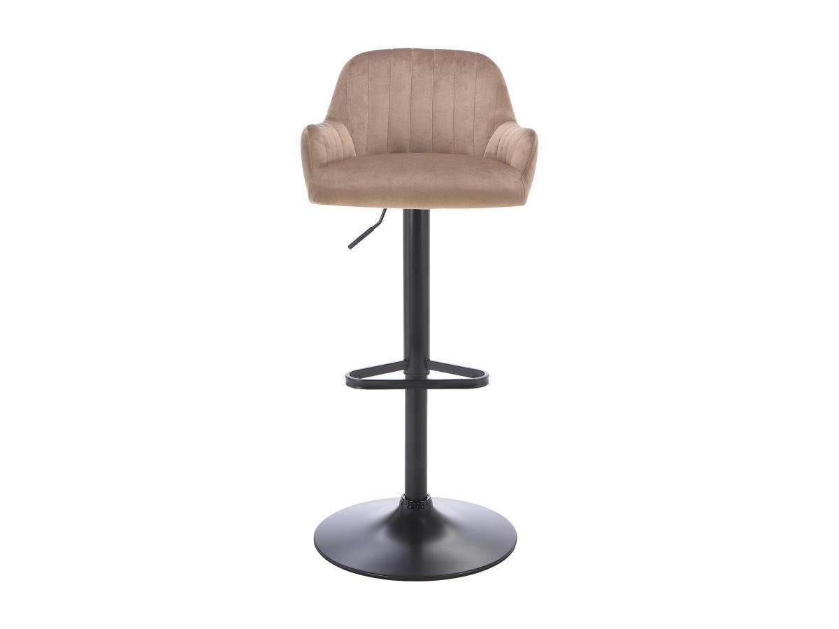 Vente-unique Sgabello da bar in Velluto e Metallo Nero Altezza regolabile Beige - ELEANA  