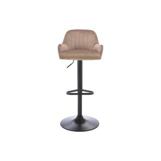 Vente-unique Sgabello da bar in Velluto e Metallo Nero Altezza regolabile Beige - ELEANA  