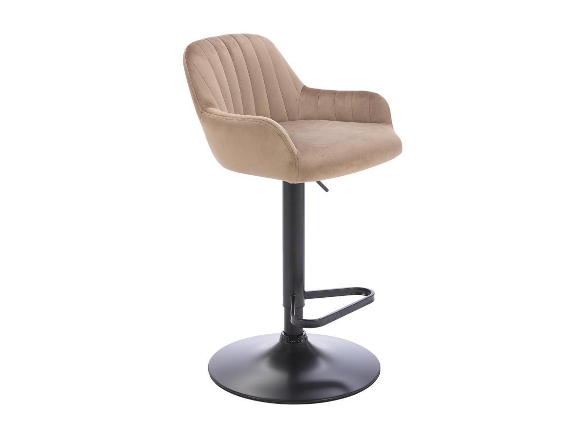 Vente-unique Sgabello da bar in Velluto e Metallo Nero Altezza regolabile Beige - ELEANA  