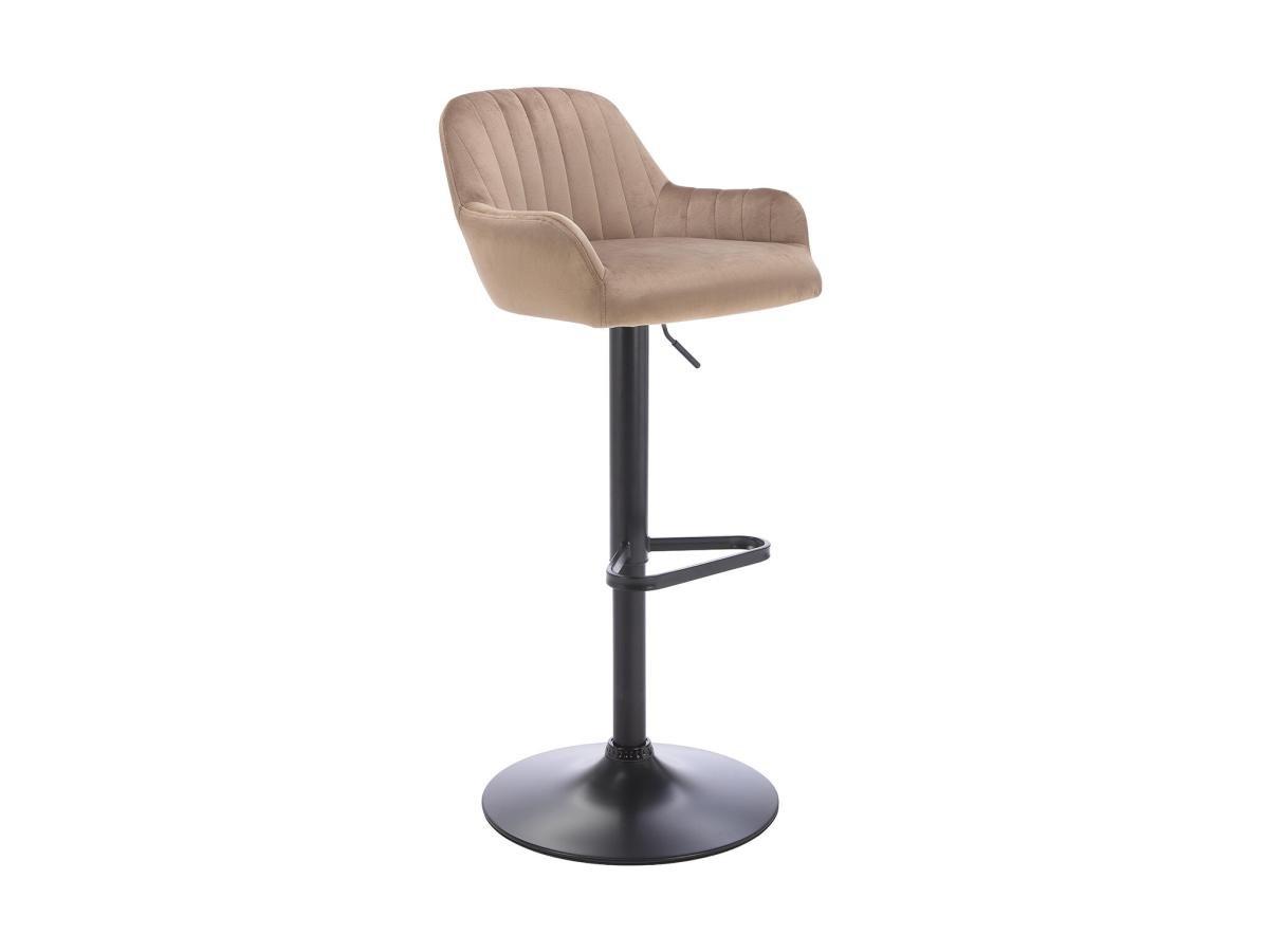 Vente-unique Sgabello da bar in Velluto e Metallo Nero Altezza regolabile Beige - ELEANA  