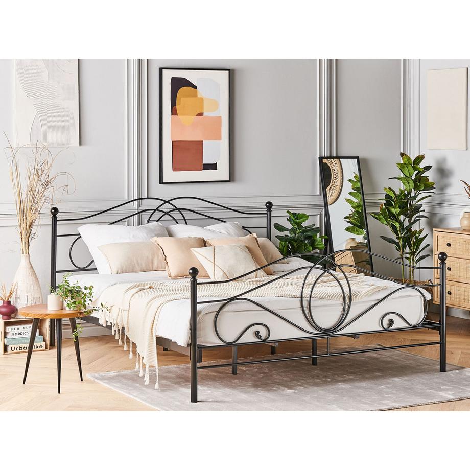 Beliani Lit avec sommier en Acier Rétro LYRA  