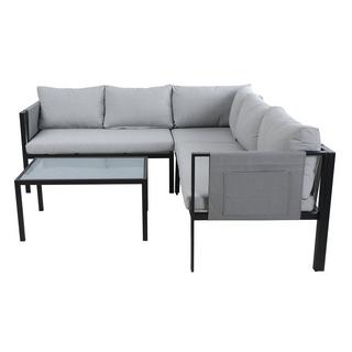 mutoni Salon de jardin d'angle avec table basse gris 192x192 (3 pièces)  