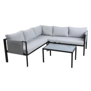 mutoni Salon de jardin d'angle avec table basse gris 192x192 (3 pièces)  