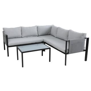 mutoni Salon de jardin d'angle avec table basse gris 192x192 (3 pièces)  