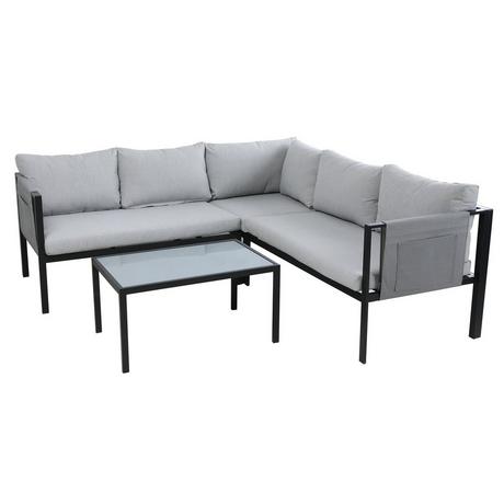 mutoni Salon de jardin d'angle avec table basse gris 192x192 (3 pièces)  