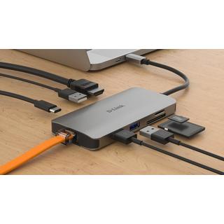 D-Link  DUB-M810 Notebook-Dockingstation & Portreplikator Kabelgebunden USB 3.2 Gen 1 (3.1 Gen 1) Type-C Silber 