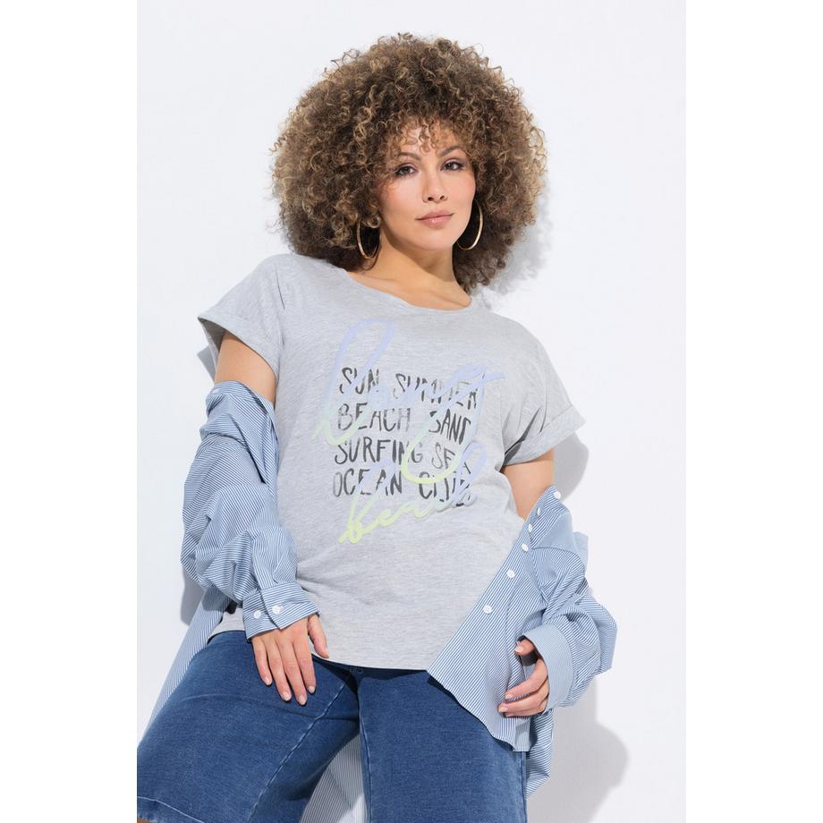 Ulla Popken T-shirt Oversize Scritta Girocollo Mezze Maniche  