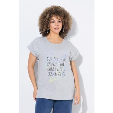 T-shirt dal taglio oversize con scritta, scollo a girocollo e mezze maniche