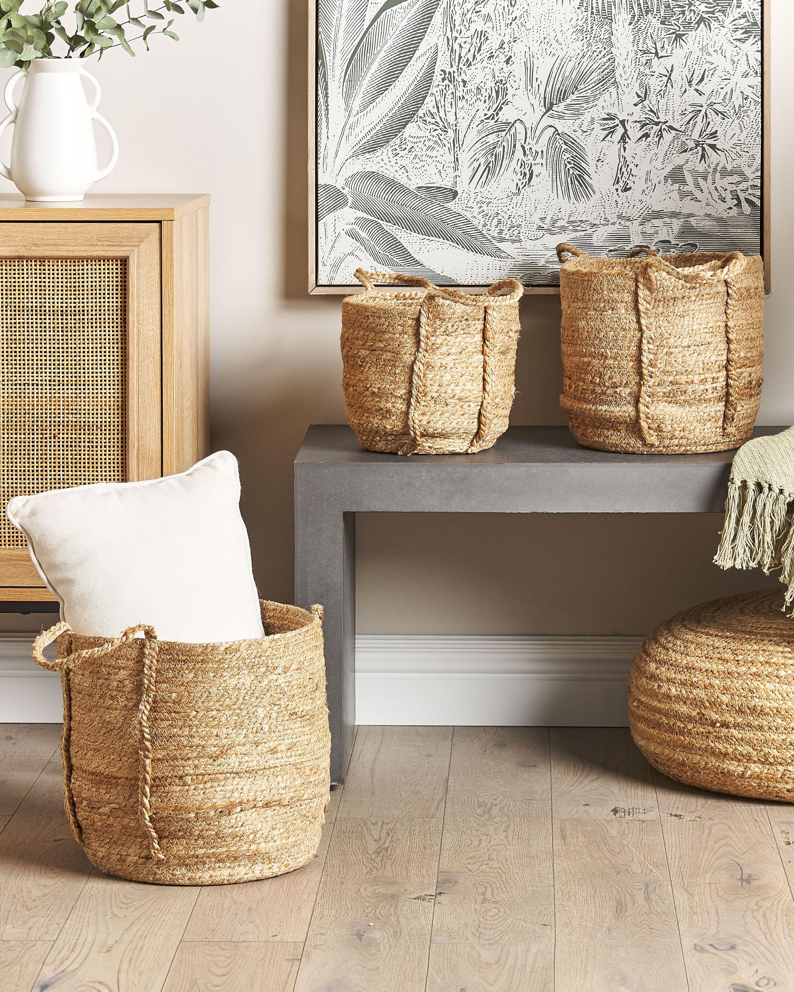 Beliani Set di 3 cestini en Iuta Boho WADH  