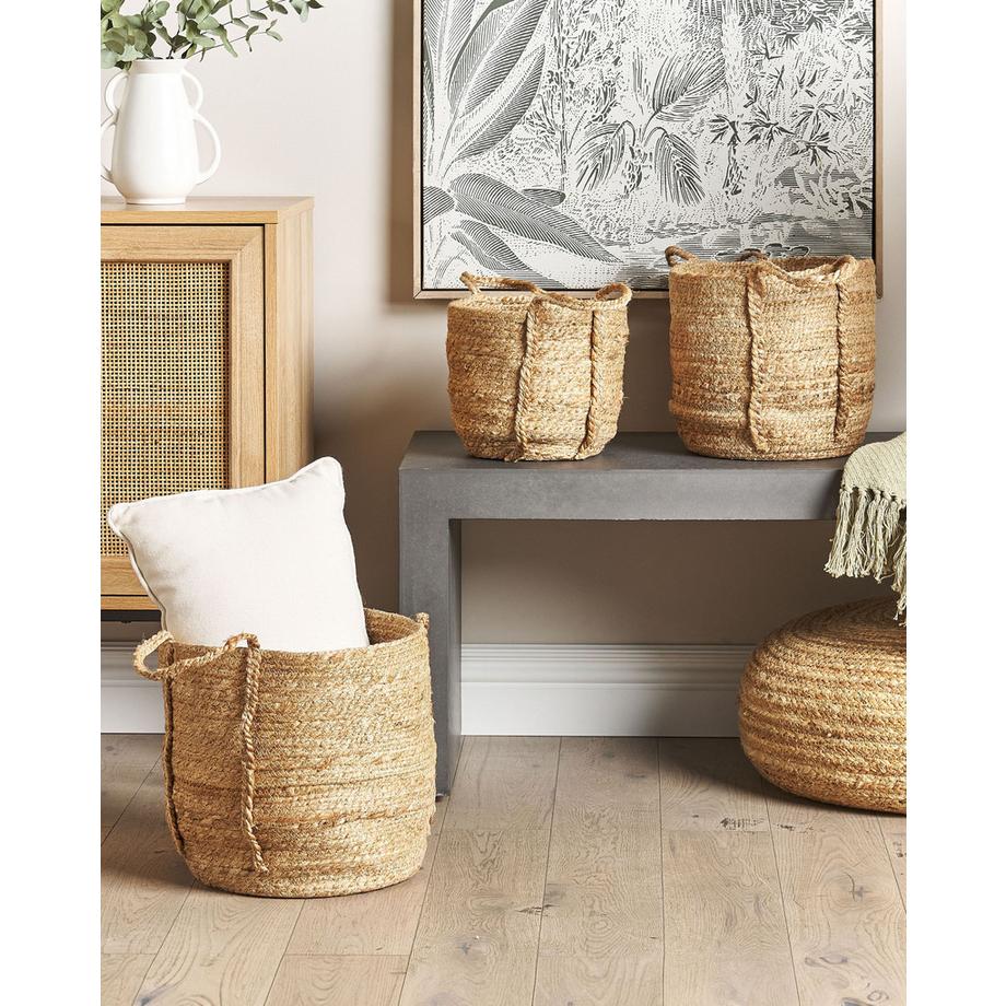 Beliani Set di 3 cestini en Iuta Boho WADH  