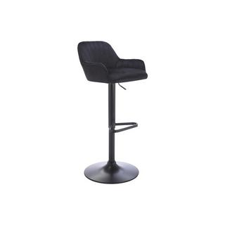 Vente-unique Lot de 2 tabourets de bar en velours et métal - Hauteur réglable - Noir - ELEANA  