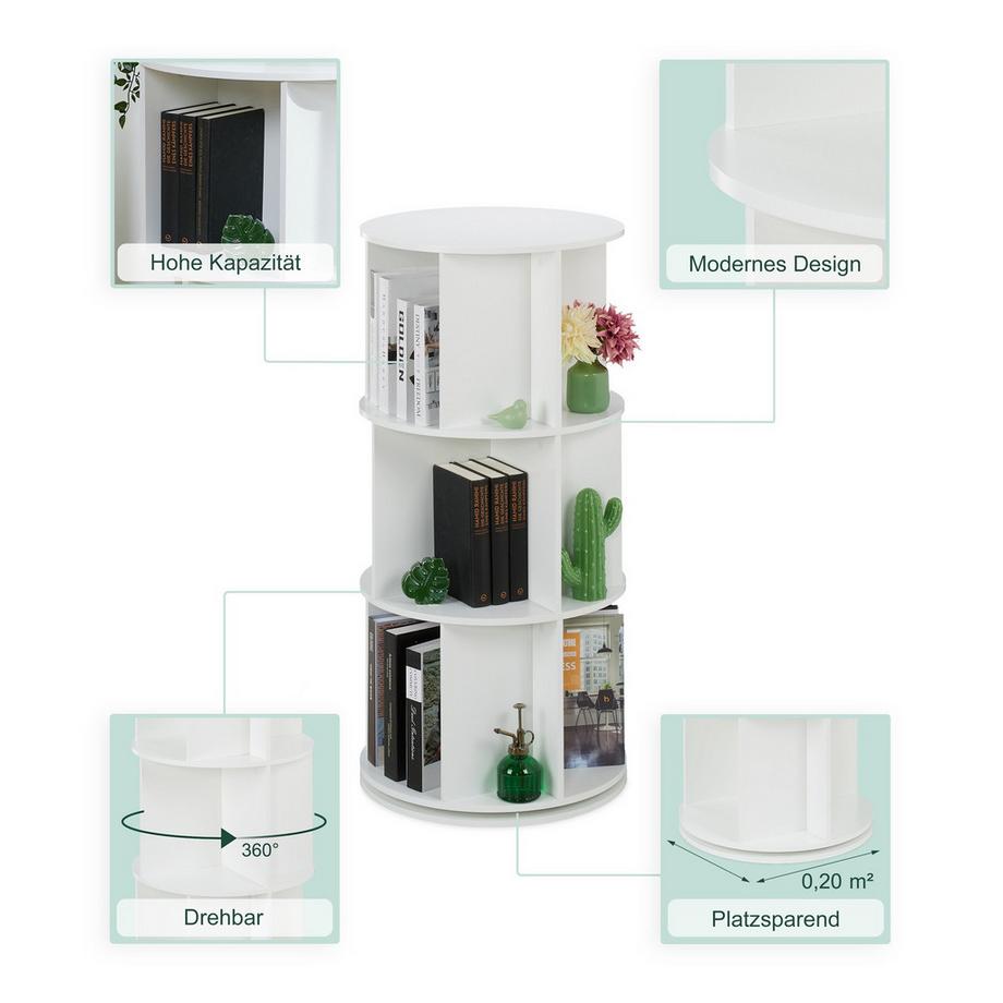 Northix Rundes drehbares Bücherregal  