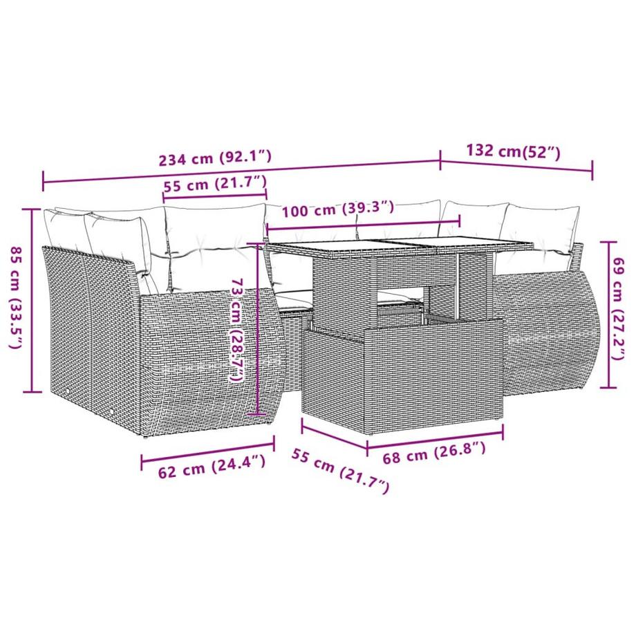 VidaXL set divano da giardino Polirattan  