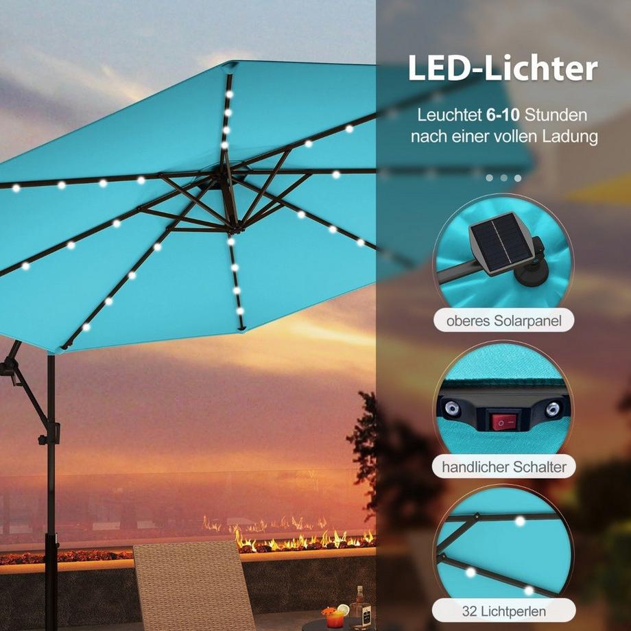 Northix Ombrellone solare a LED da giardino  