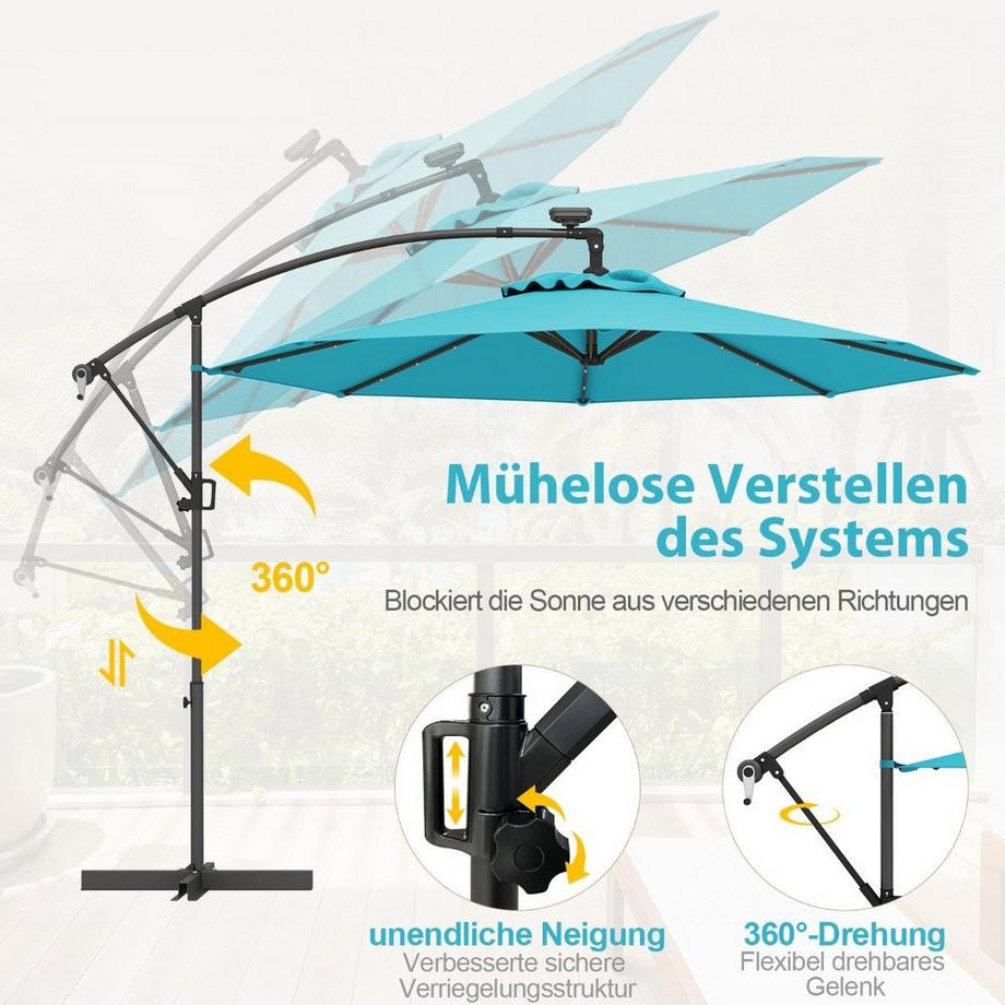 Northix Ombrellone solare a LED da giardino  