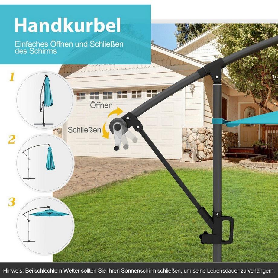 Northix Ombrellone solare a LED da giardino  
