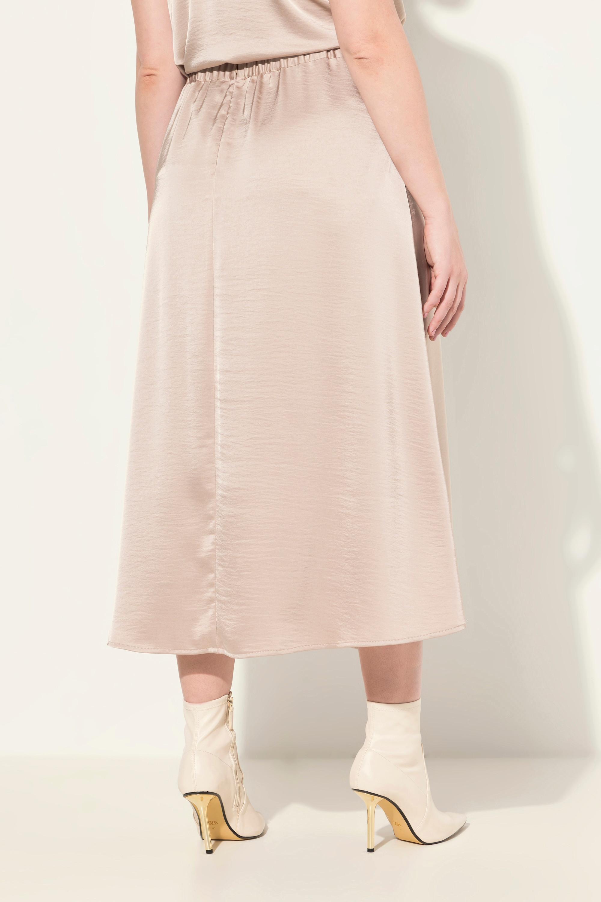 Ulla Popken  Jupe midi en satin, silhouette en A et ceinture confortable 