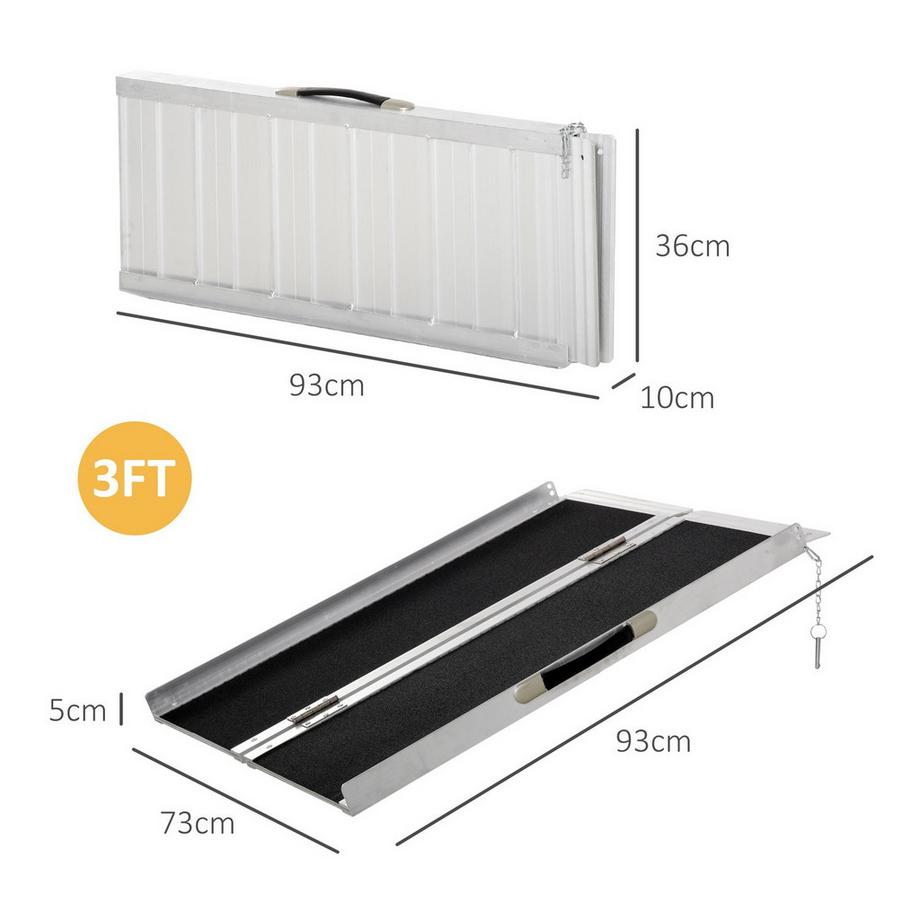Northio  Rollstuhlrampe, Auffahrrampe Für Rollstühle Rollatoren, Faltbar Mit Tragegriff, 270 Kg Belastbar, Schwarz, 93 X 73 X 5 Cm 