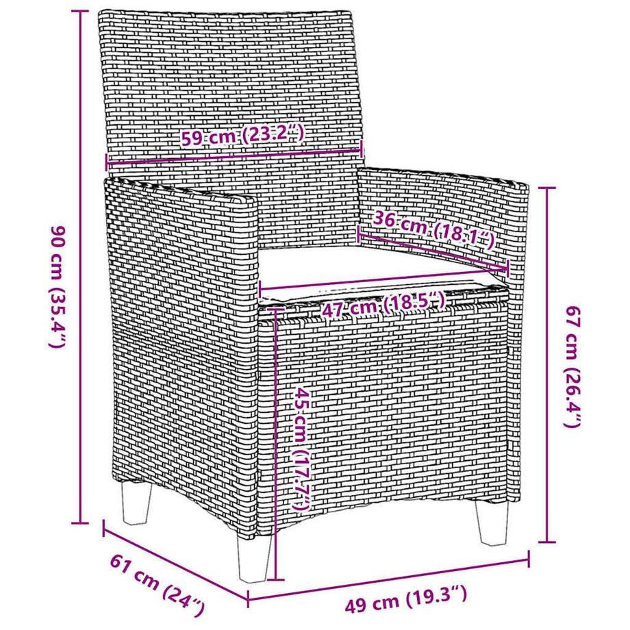 VidaXL Ensemble de salle à manger pour jardin poly rattan  