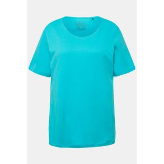 Ulla Popken  T-shirt doublé sur le devant, col rond et manches courtes - coupe Slim Fit 