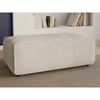 Vente-unique Pouf en velours côtelé beige AMELIA  