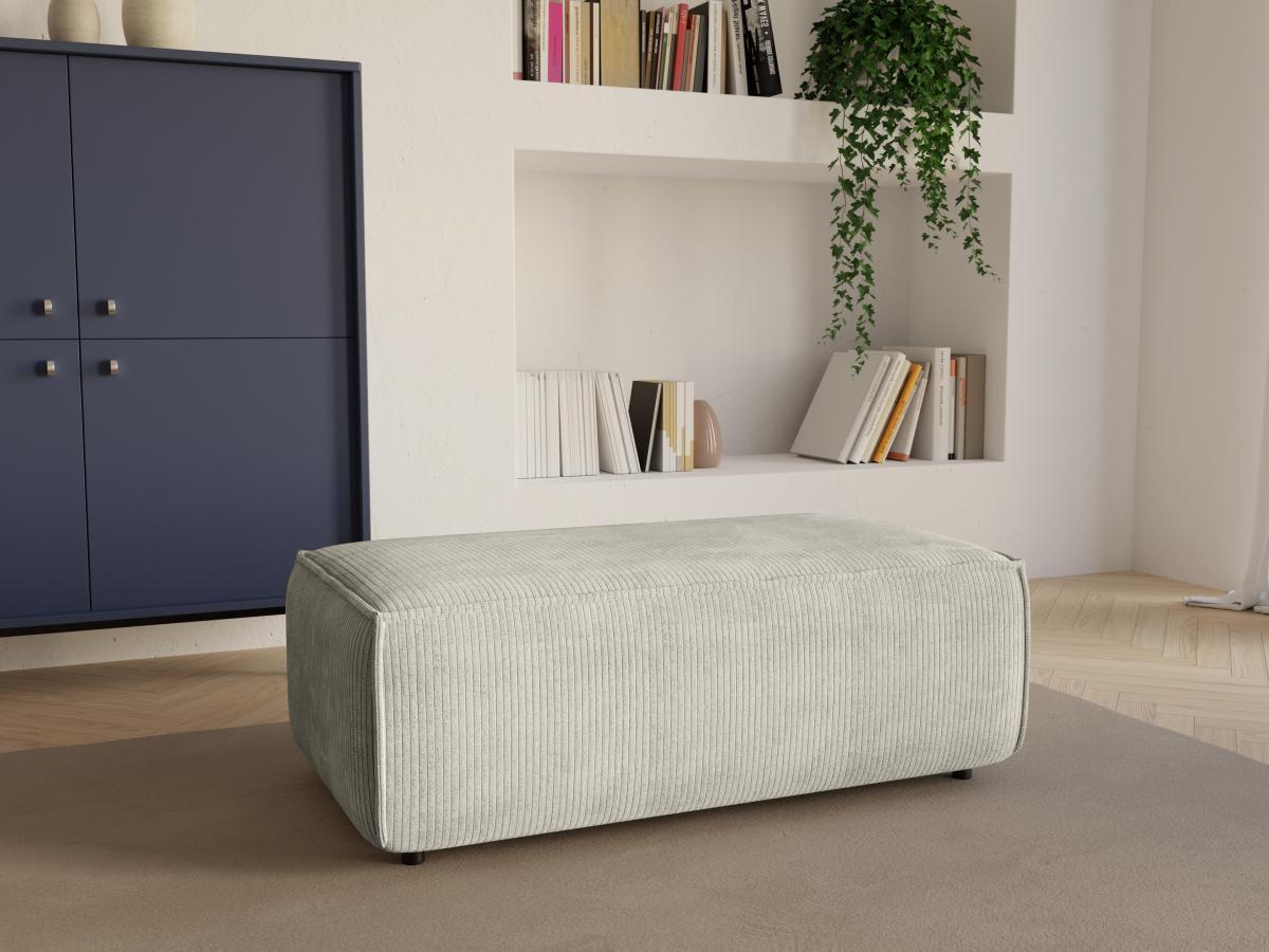 Vente-unique Pouf en velours côtelé beige AMELIA  