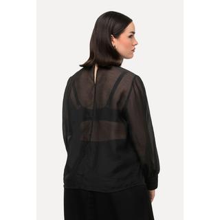 Ulla Popken  Blusa con lyocell, pieghe decorative, collo alto e maniche lunghe 