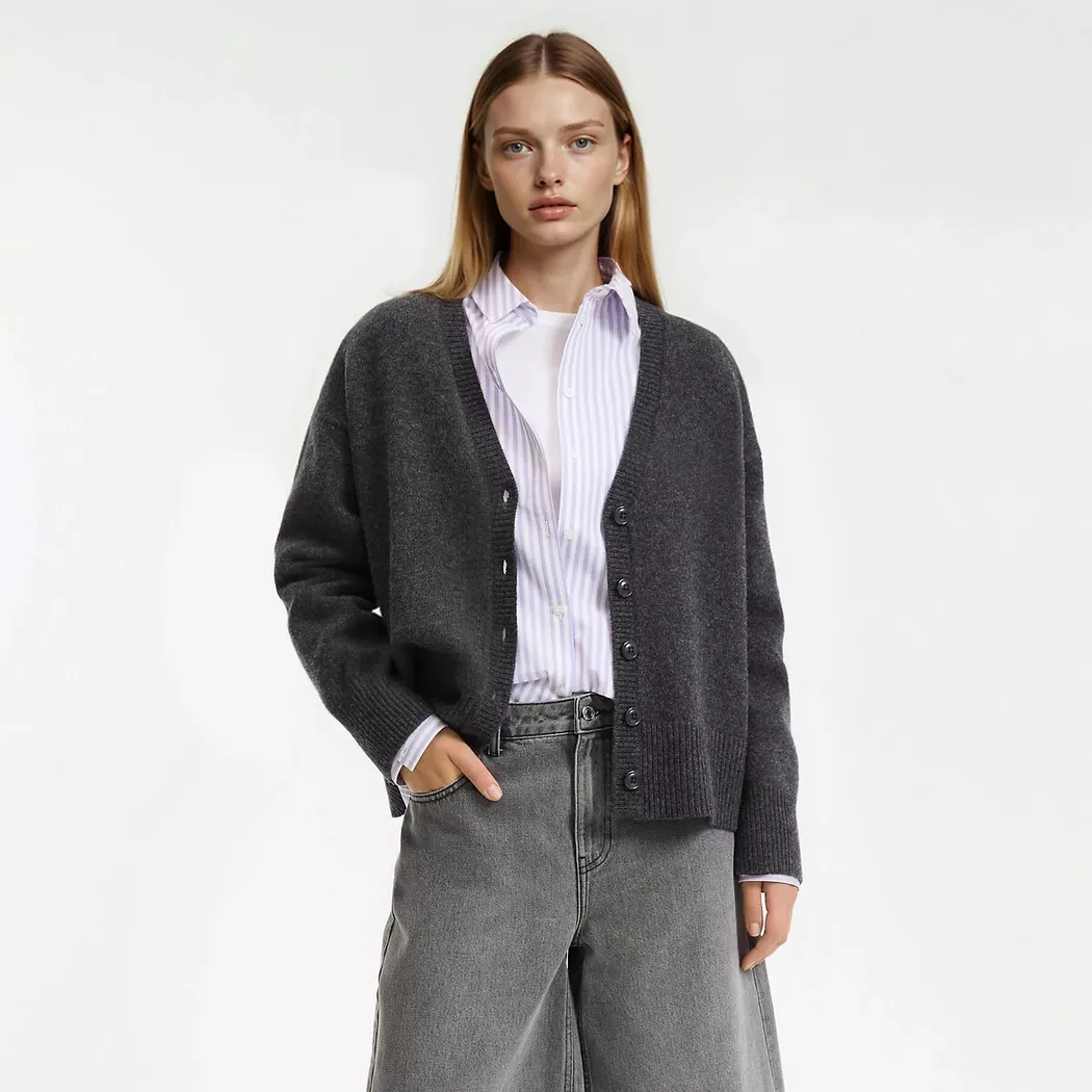La Redoute Collections - Strickjacke, für Damen, Charcoal Black, Größe S