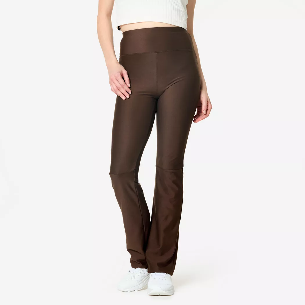 DOMYOS - Fitness-Leggings gerader Beinabschluss, XL, Braun