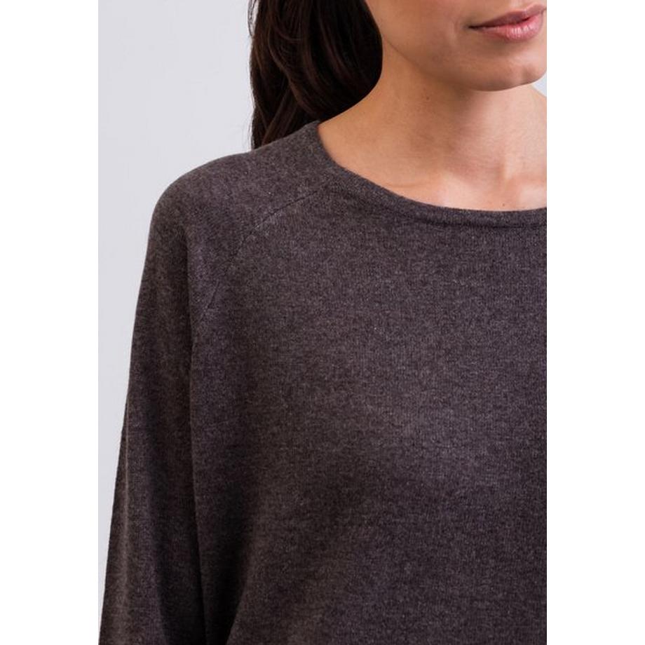 CASH-MERE.CH Kaschmir Rundhals Pullover mit Seitenschlitzen  