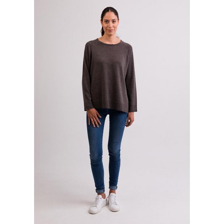 CASH-MERE.CH Kaschmir Rundhals Pullover mit Seitenschlitzen  