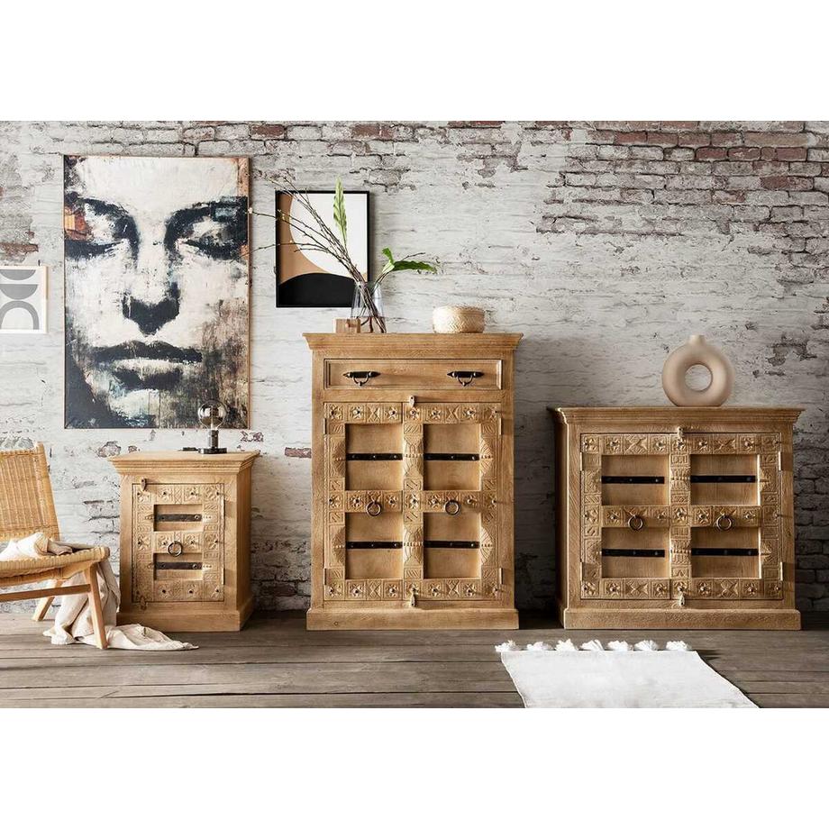 mutoni Table de nuit Zoprax bois de manguier naturel 70  