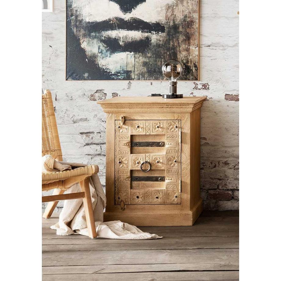 mutoni Table de nuit Zoprax bois de manguier naturel 70  