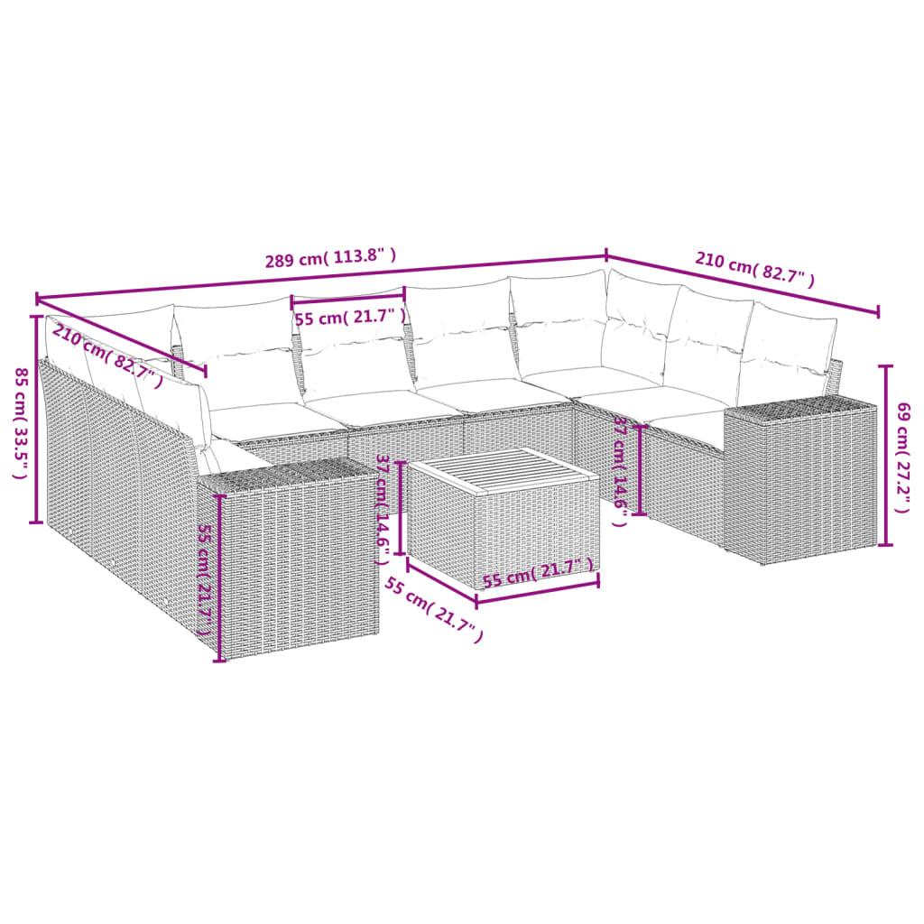 VidaXL Ensemble de canapés de jardin rotin synthétique  