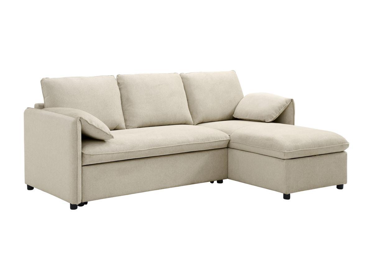 Vente-unique Canapé d'angle convertible et réversible en tissu beige ALPARETO  