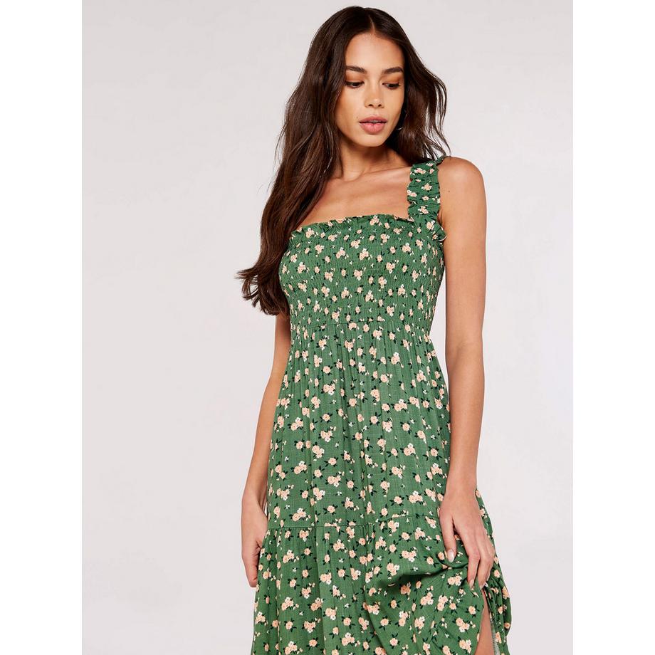 APRICOT Robe midi smockée à fleurs  