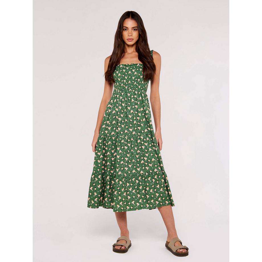 APRICOT Robe midi smockée à fleurs  