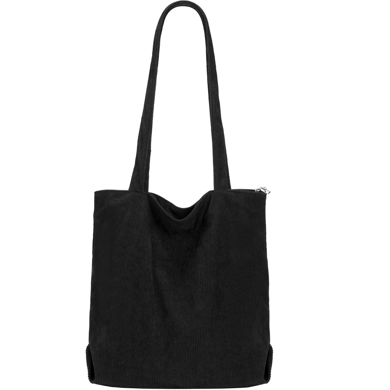 Only-bags.store  Grand sac à provisions en velours côtelé pour l'université, le travail, l'école et la vie de tous les jours 