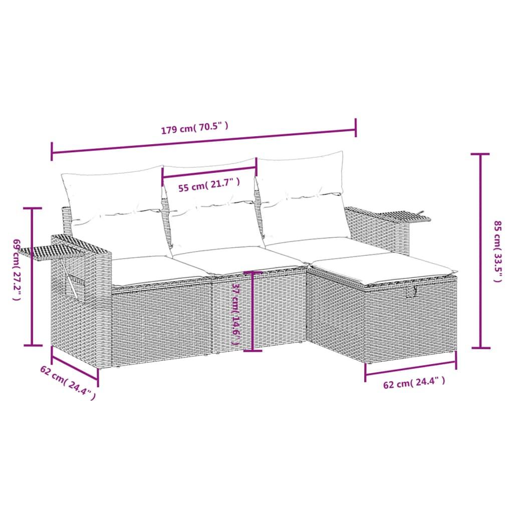 VidaXL set divano da giardino Polirattan  