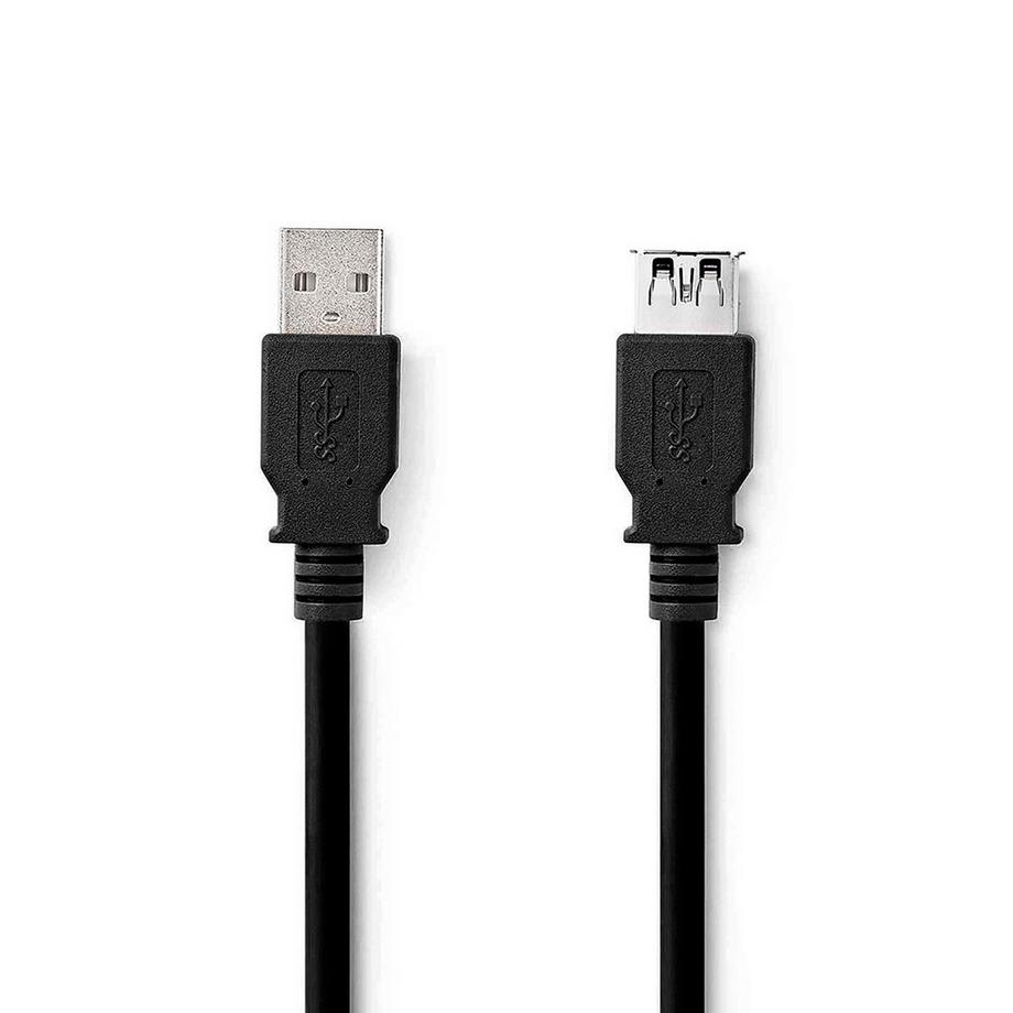 Nedis  Cavo USB | USB 3.2 Gen 1 | USB-A Maschio | USB-A Femmina | 5 Gbps | Nichelato | 1,00 m | Rotondo | PVC | Nero | Etichetta 