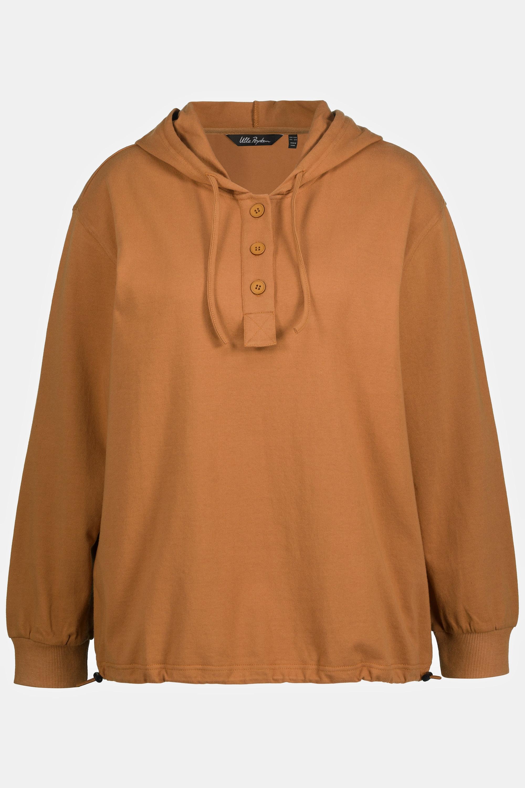 Ulla Popken  Hoodie, cordon, boutons sur la capuche, oversized, manches longues 