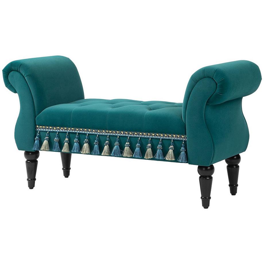 Panca imbottita di lusso con aspetto velluto, per soggiorno; Camera da letto, grigia 117 x 40 x 58 cm