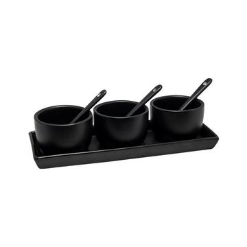 Set de barquettes avec cuillère noir 7 pièces