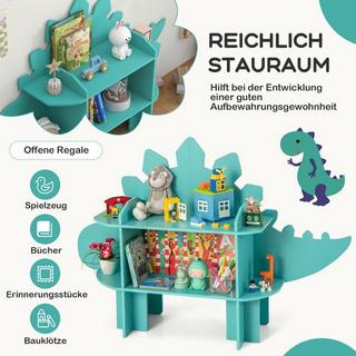 Northix Dinosaurier Bücherregal für Kinder Spielzeug-Aufbewahrungsorganisator mit offenen Regalen  
